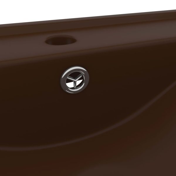 Lavabo Con Foro Rubinetto Marrone Scuro Opaco 60x46cm Ceramica - Image 5