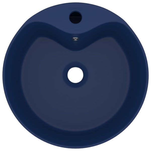 Lavandino Con Troppopieno Blu Scuro Opaco 36x13 Cm In Ceramica - Image 3