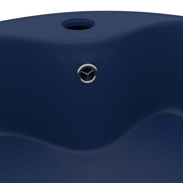 Lavandino Con Troppopieno Blu Scuro Opaco 36x13 Cm In Ceramica - Image 5