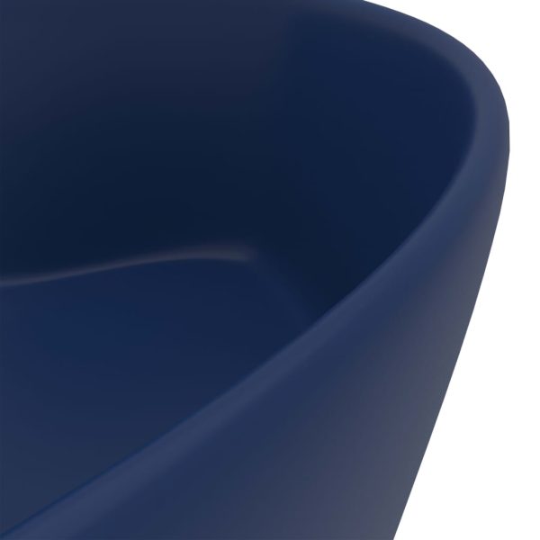 Lavandino Con Troppopieno Blu Scuro Opaco 36x13 Cm In Ceramica - Image 6