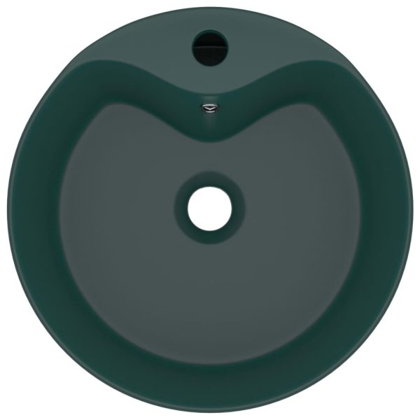 Lavandino Con Troppopieno Verde Scuro Opaco 36x13cm In Ceramica - Image 3
