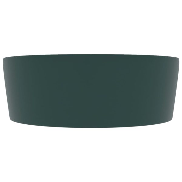 Lavandino Con Troppopieno Verde Scuro Opaco 36x13cm In Ceramica - Image 4