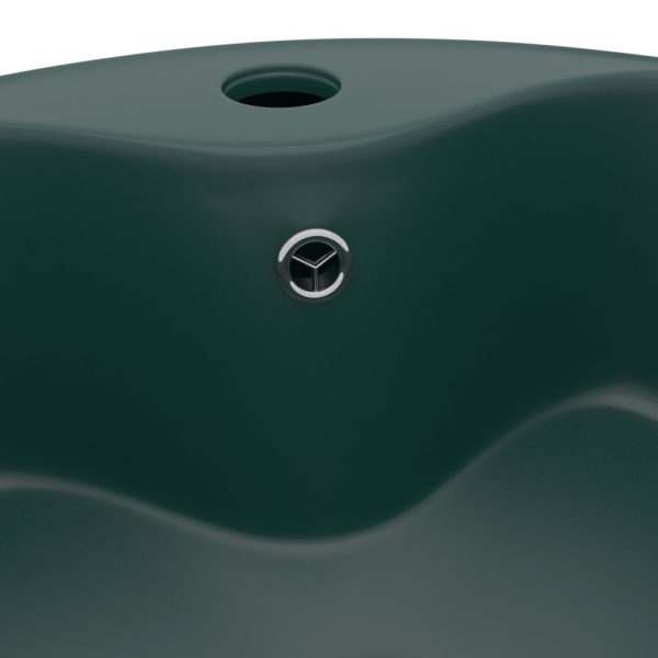 Lavandino Con Troppopieno Verde Scuro Opaco 36x13cm In Ceramica - Image 5