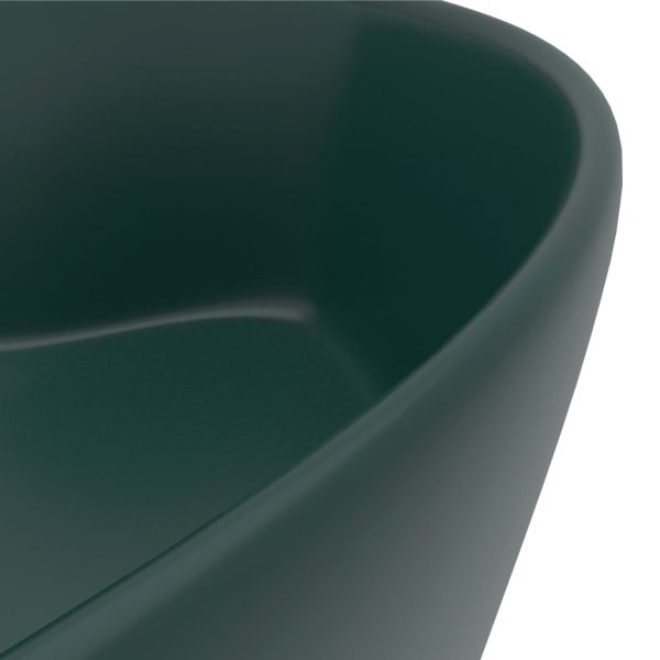 Lavandino Con Troppopieno Verde Scuro Opaco 36x13cm In Ceramica - Image 6