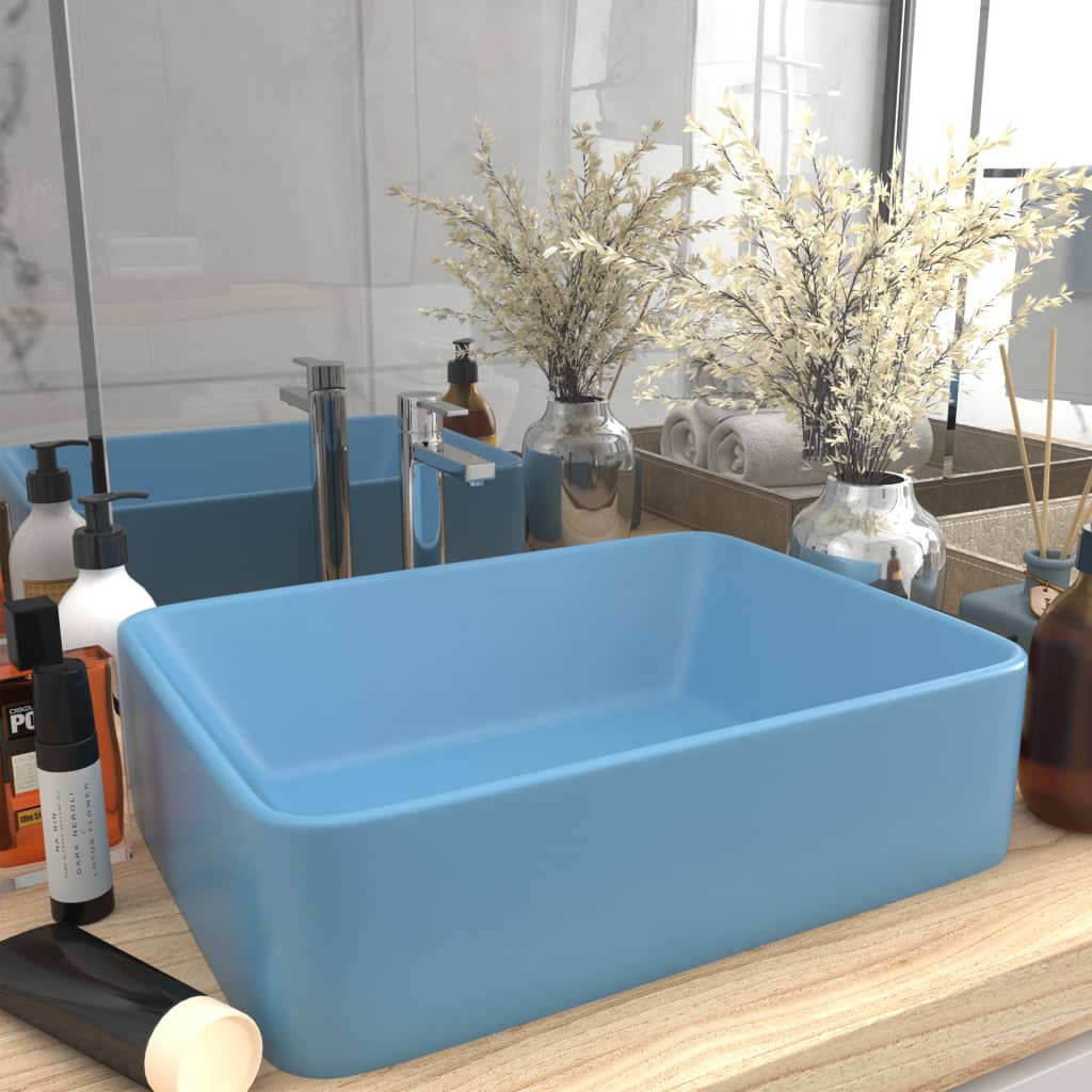Lavandino Luxury Azzurro Opaco 41x30x12 Cm In Ceramica