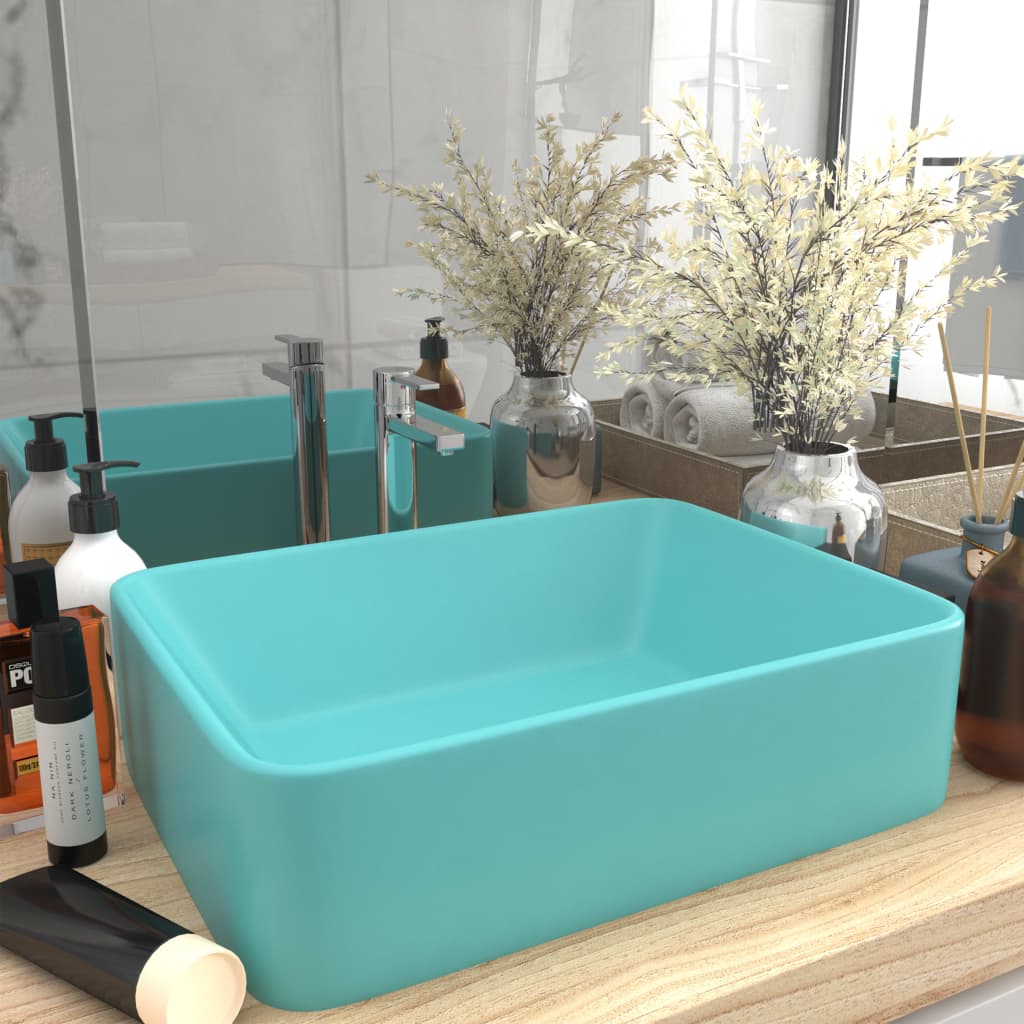 Lavandino Luxury Turchese Opaco 41x30x12 Cm In Ceramica