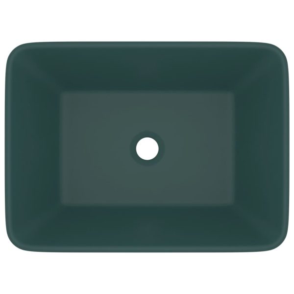 Lavandino Luxury Verde Scuro Opaco 41x30x12 Cm In Ceramica - Image 3