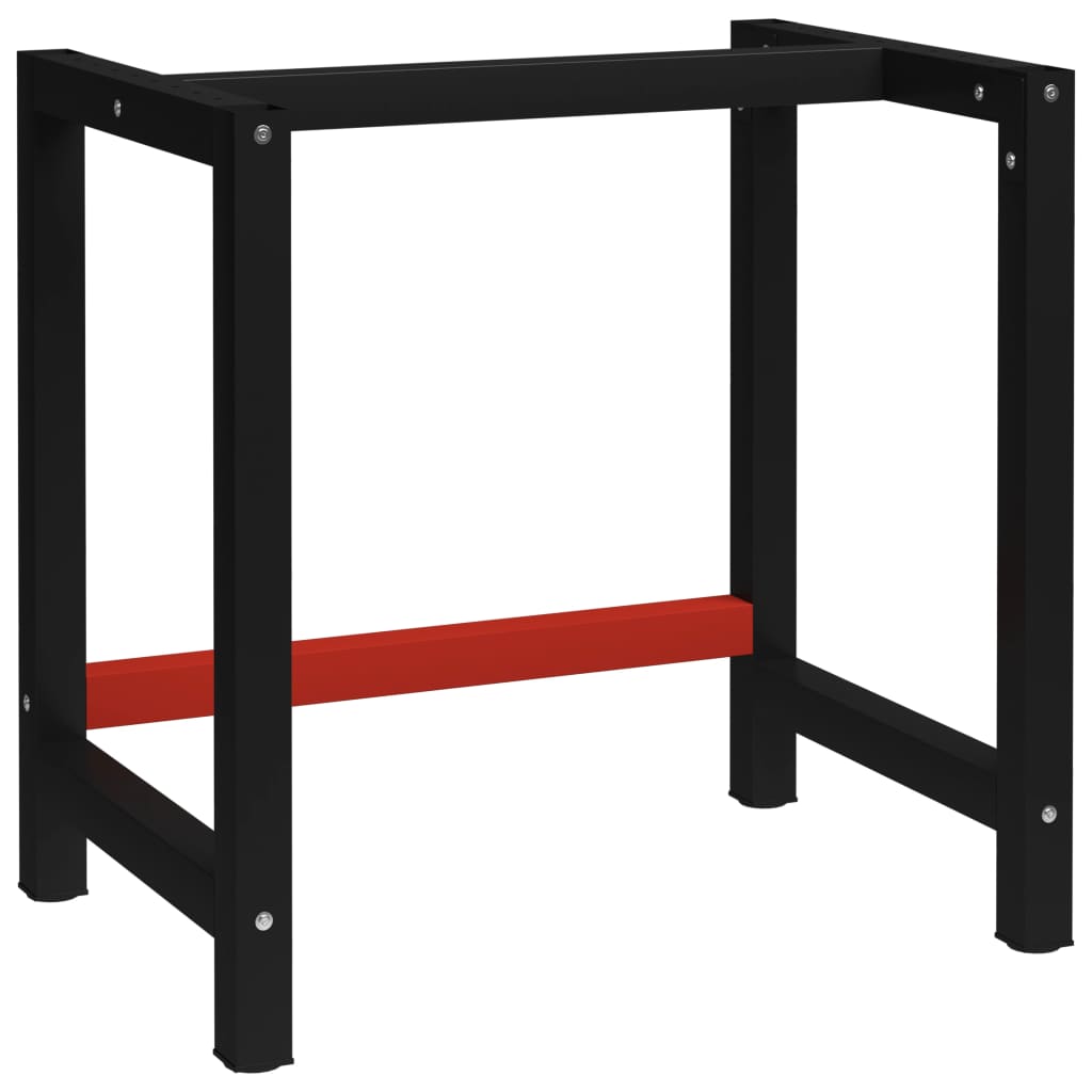 Telaio Per Banco Da Lavoro In Metallo 80x57x79 Cm Nero E Rosso
