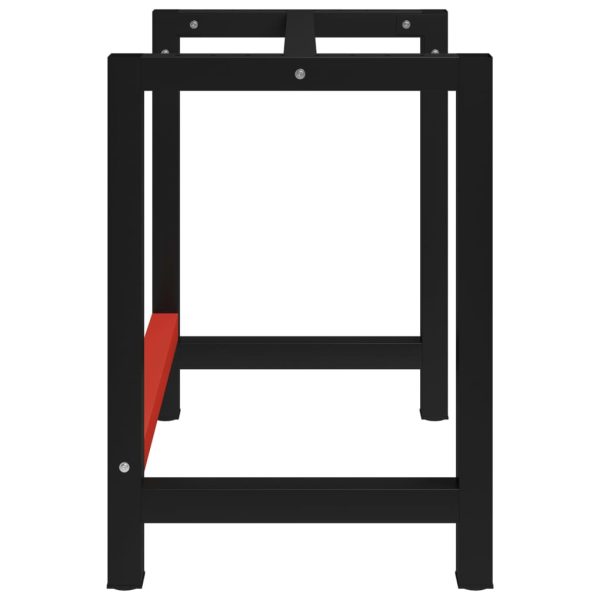 Telaio Per Banco Da Lavoro In Metallo 80x57x79 Cm Nero E Rosso - Image 3