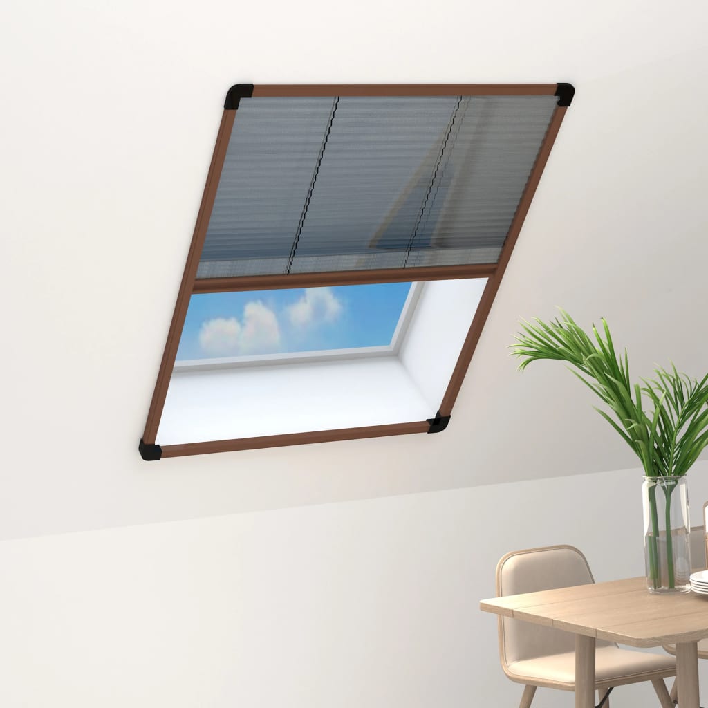 Zanzariera Plissettata Finestre In Alluminio Marrone 80x100 cm