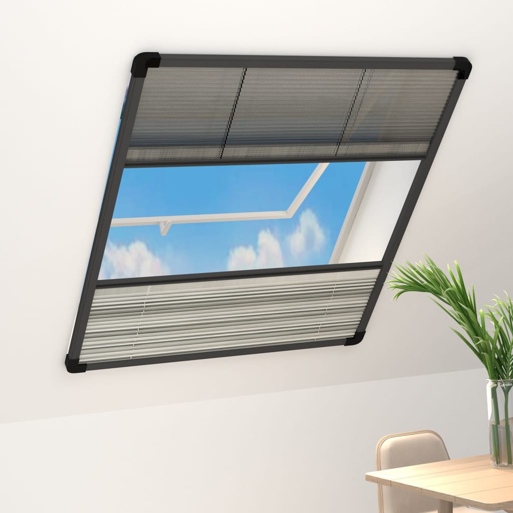 Zanzariera Plissettata Finestra Alluminio 80x100 Cm Con Tendina