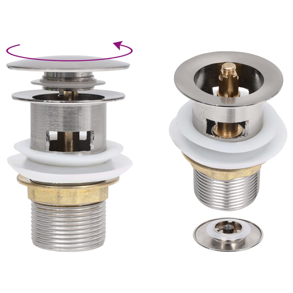 Scarico A Pressione Funzione Troppopieno Argento 6,4x6,4x9,1 cm