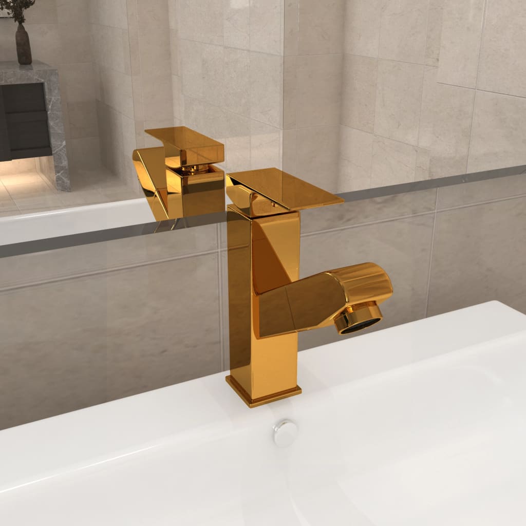 Rubinetto Lavabo Da Bagno Funzione Estraibile Oro 157x172 mm
