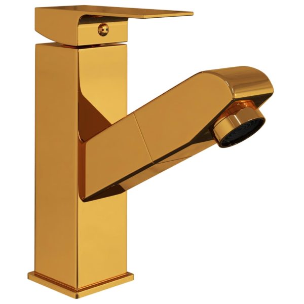 Rubinetto Lavabo Da Bagno Funzione Estraibile Oro 157x172 mm - Image 3