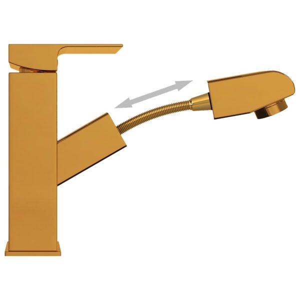 Rubinetto Lavabo Da Bagno Funzione Estraibile Oro 157x172 mm - Image 5