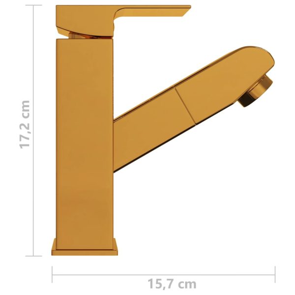 Rubinetto Lavabo Da Bagno Funzione Estraibile Oro 157x172 mm - Image 6