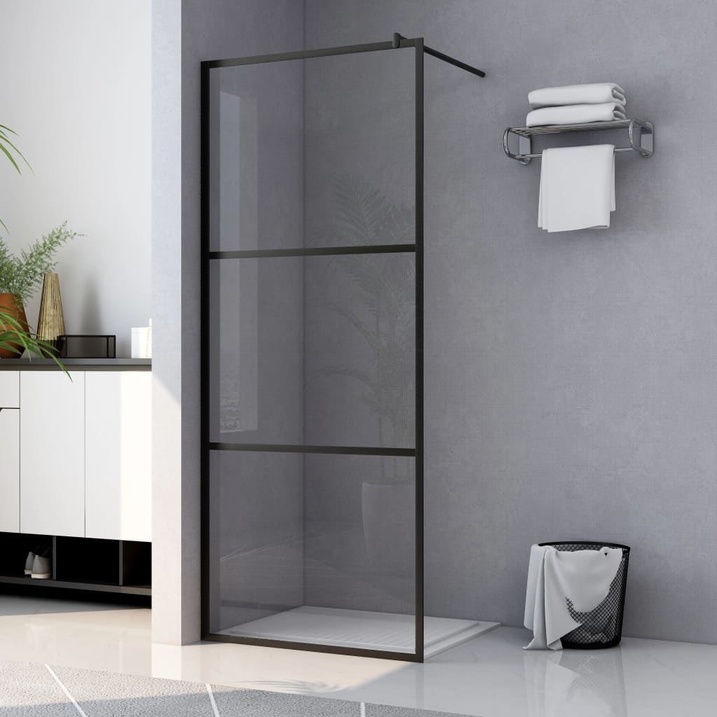 Parete Doccia WalK-In In Vetro Trasparente Esg Nera 100x195 cm