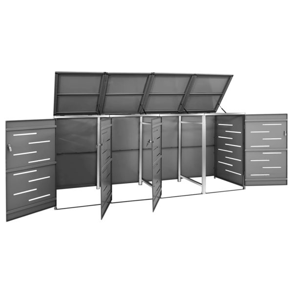 Copri Bidoni Pattume Quadruplo 276,5x77,5x112,5 Cm Acciaio Inox - Image 3