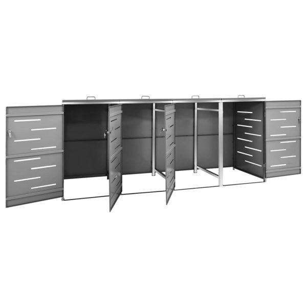 Copri Bidoni Pattume Quadruplo 276,5x77,5x112,5 Cm Acciaio Inox - Image 4