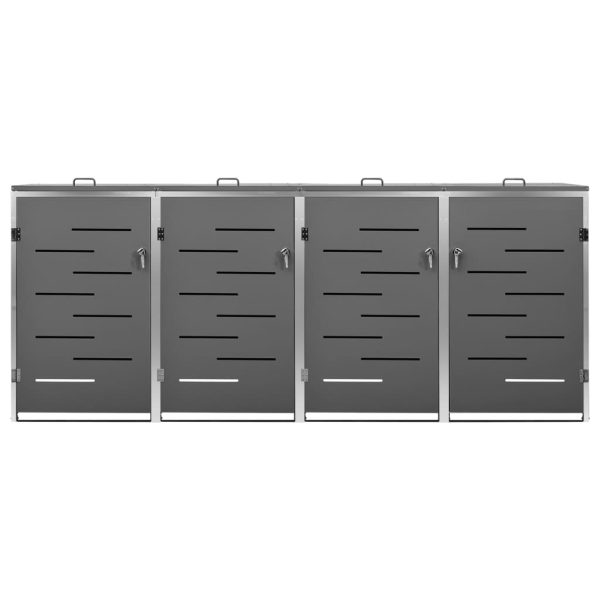 Copri Bidoni Pattume Quadruplo 276,5x77,5x112,5 Cm Acciaio Inox - Image 5