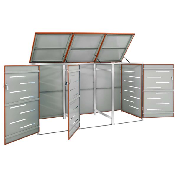 Copribidone Per Spazzatura Triplo 207x77,5x112,5cm Acciaio Inox - Image 3