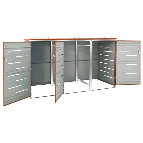 Copribidone Per Spazzatura Triplo 207x77,5x112,5cm Acciaio Inox - Image 4