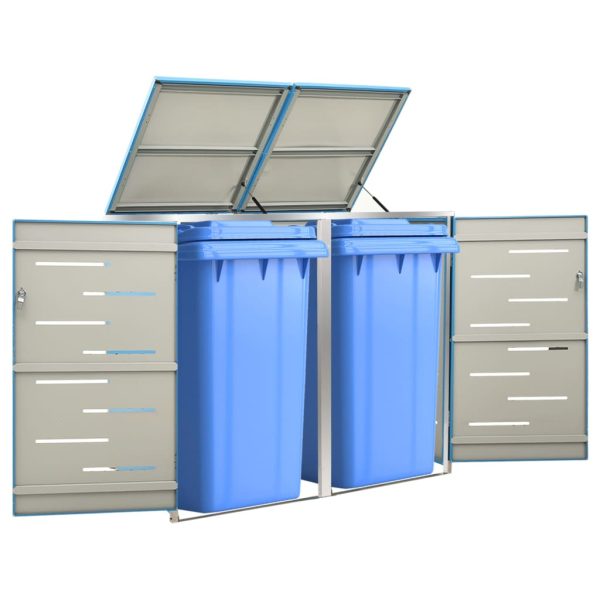 Copri Bidoni Pattumiera Doppia 138x77,5x112,5 Cm Acciaio Inox