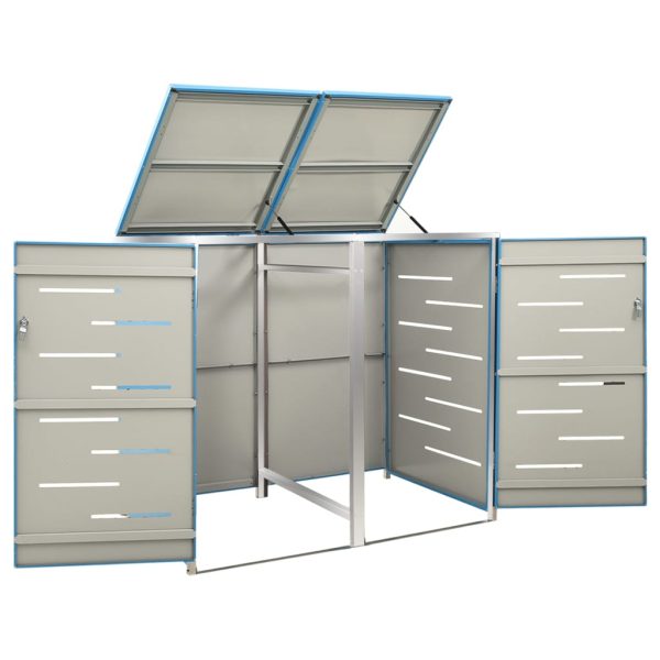 Copri Bidoni Pattumiera Doppia 138x77,5x112,5 Cm Acciaio Inox - Image 4
