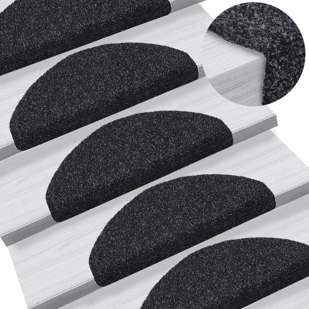 Tappetini Per Scale Adesivi 10 Pz 65x21x4 Cm Neri Agugliati