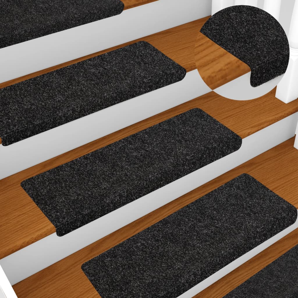 Tappetini Per Scale Tessuto Agugliato 5 Pz 65x21x4 Cm Neri