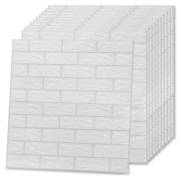 Carta Da Parati 3d Motivo A Mattoni Autoadesiva 20 Pz Bianca - Image 4