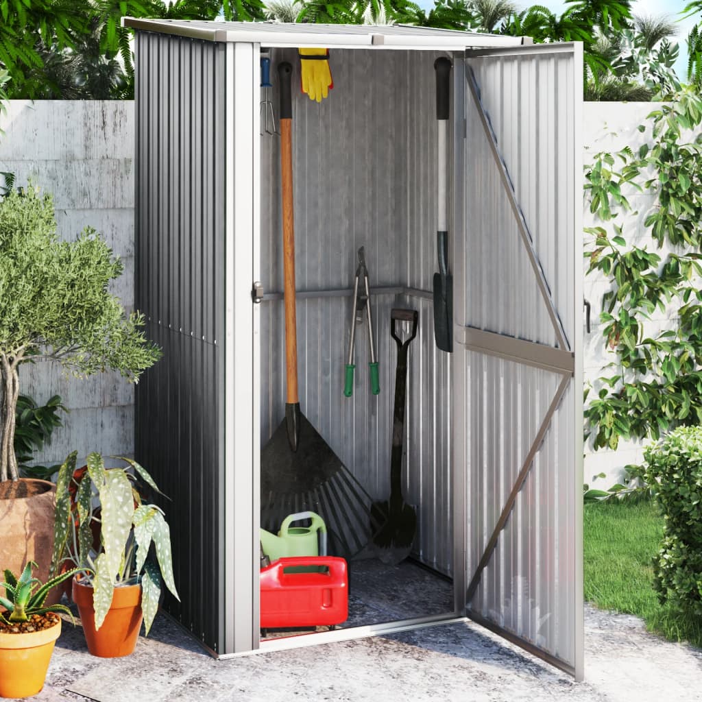 Capanno Da Giardino Grigio 118,5x97x209,5 Cm In Acciaio Zincato