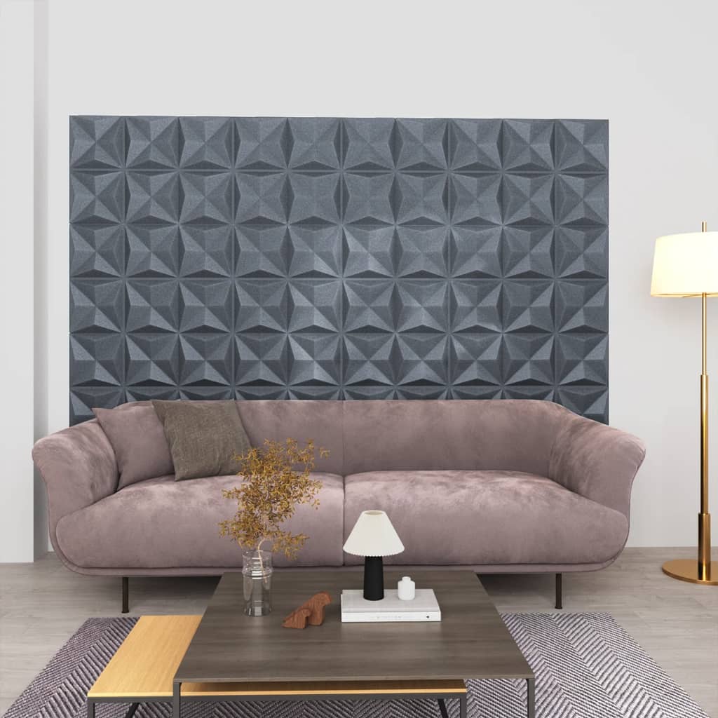 Pannelli Murali 3d 24 Pz 50x50 Cm Grigi Origami 6 m²