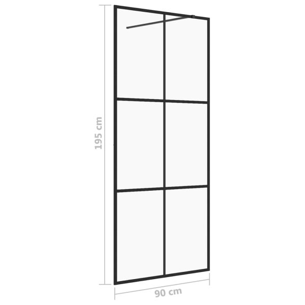 Parete Per Doccia WalK-In Vetro Trasparente Esg 90x195 Cm Nera - Image 5