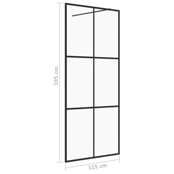 Parete Per Doccia WalK-In Vetro Trasparente Esg 115x195cm Nera - Image 5
