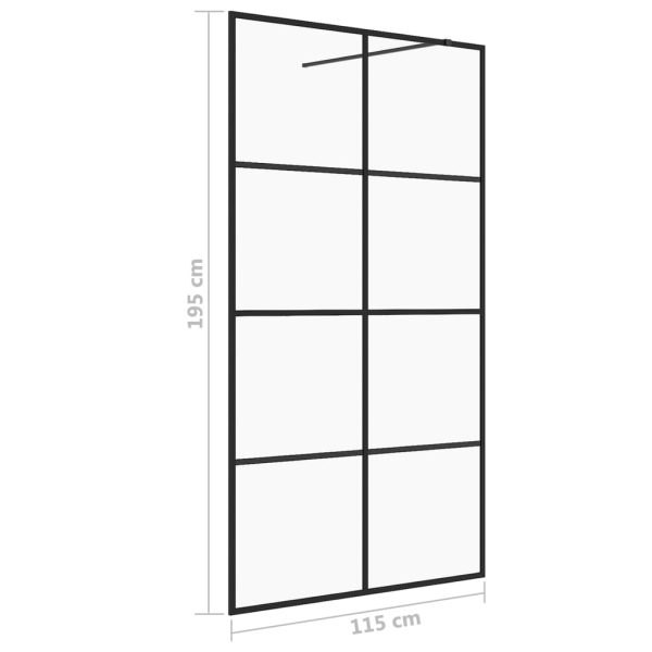 Parete Per Doccia WalK-In Vetro Trasparente Esg 115x195cm Nera - Image 5