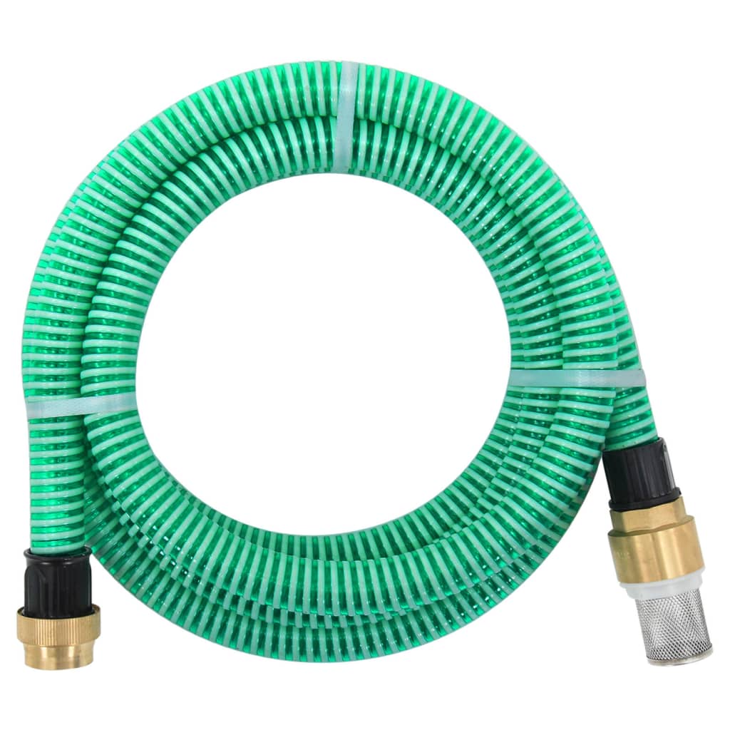 Tubo Di Aspirazione Con Raccordi In Ottone Verde 1,1" 5 M Pvc