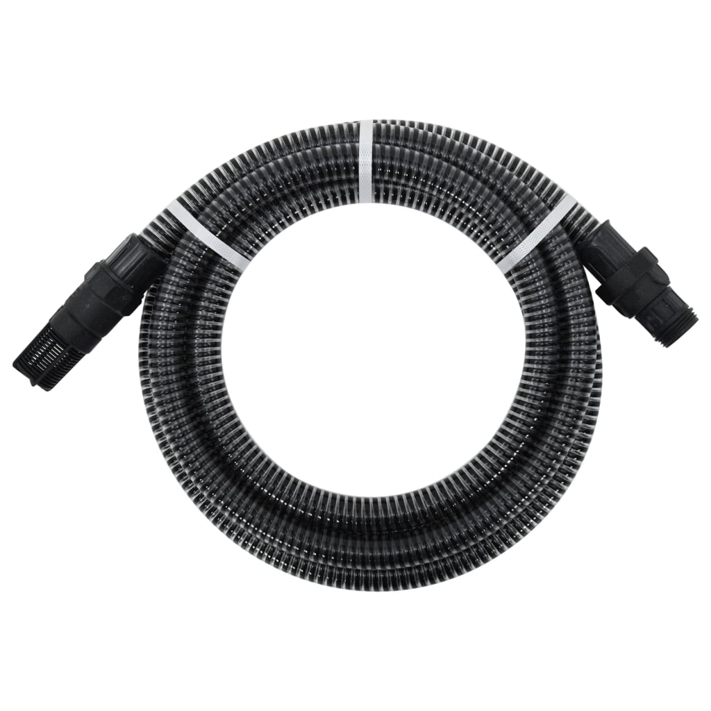 Tubo Di Aspirazione Con Raccordi In Ottone Nero 1" 10 M Pvc