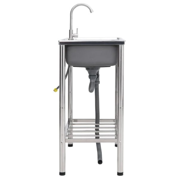 Lavello Da Campeggio Vasca Doppia Con Rubinetto In Acciaio Inox - Image 3