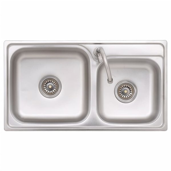 Lavello Da Campeggio Vasca Doppia Con Rubinetto In Acciaio Inox - Image 5