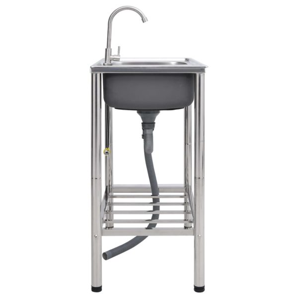 Lavello Da Campeggio Vasca Doppia Con Rubinetto In Acciaio Inox - Image 3