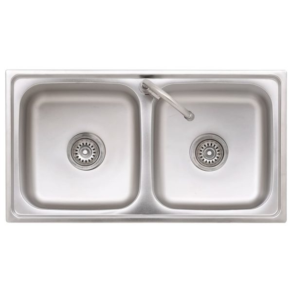 Lavello Da Campeggio Vasca Doppia Con Rubinetto In Acciaio Inox - Image 5