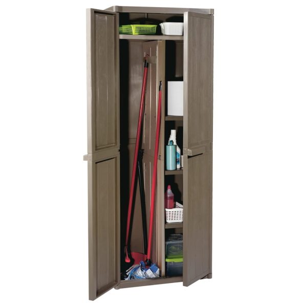 Armadio Da Giardino Marrone 65x45x172 Cm In Pp Aspetto Legno - Image 3