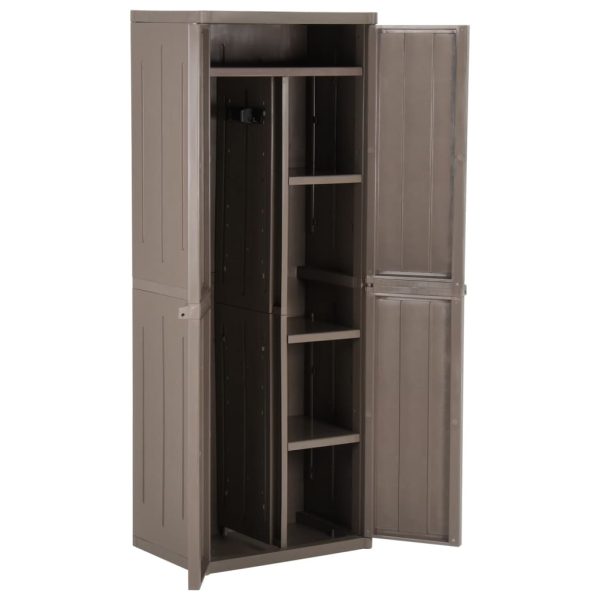 Armadio Da Giardino Marrone 65x45x172 Cm In Pp Aspetto Legno - Image 5