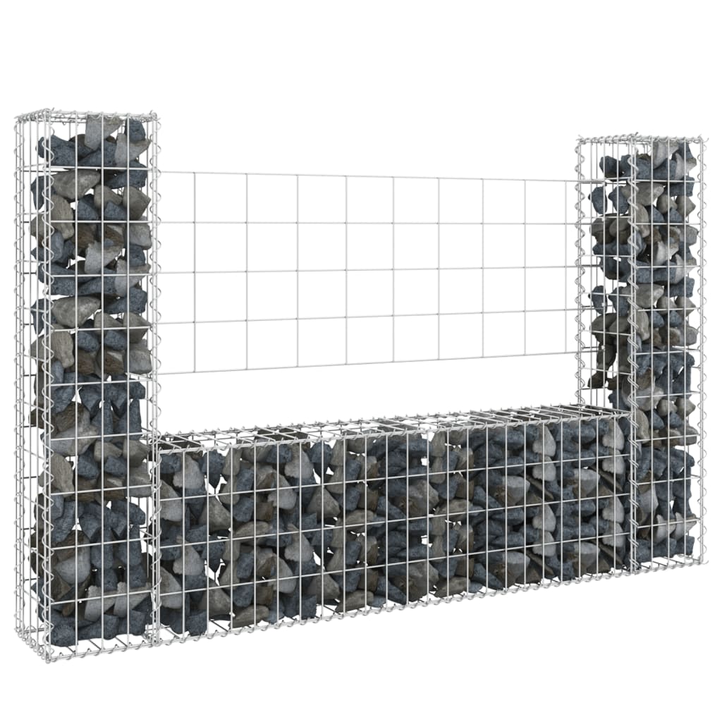Cesto Gabbione A U Con 2 Pali In Ferro 140x20x100 cm