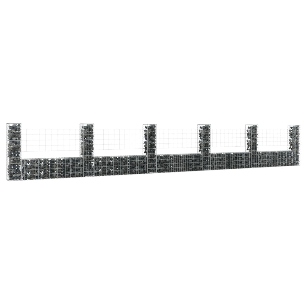 Cesto Gabbione A U Con 6 Pali In Ferro 620x20x100 cm