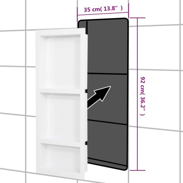 Nicchia Da Doccia Con 3 Scomparti Bianco Lucido 41x99x9 cm - Image 6