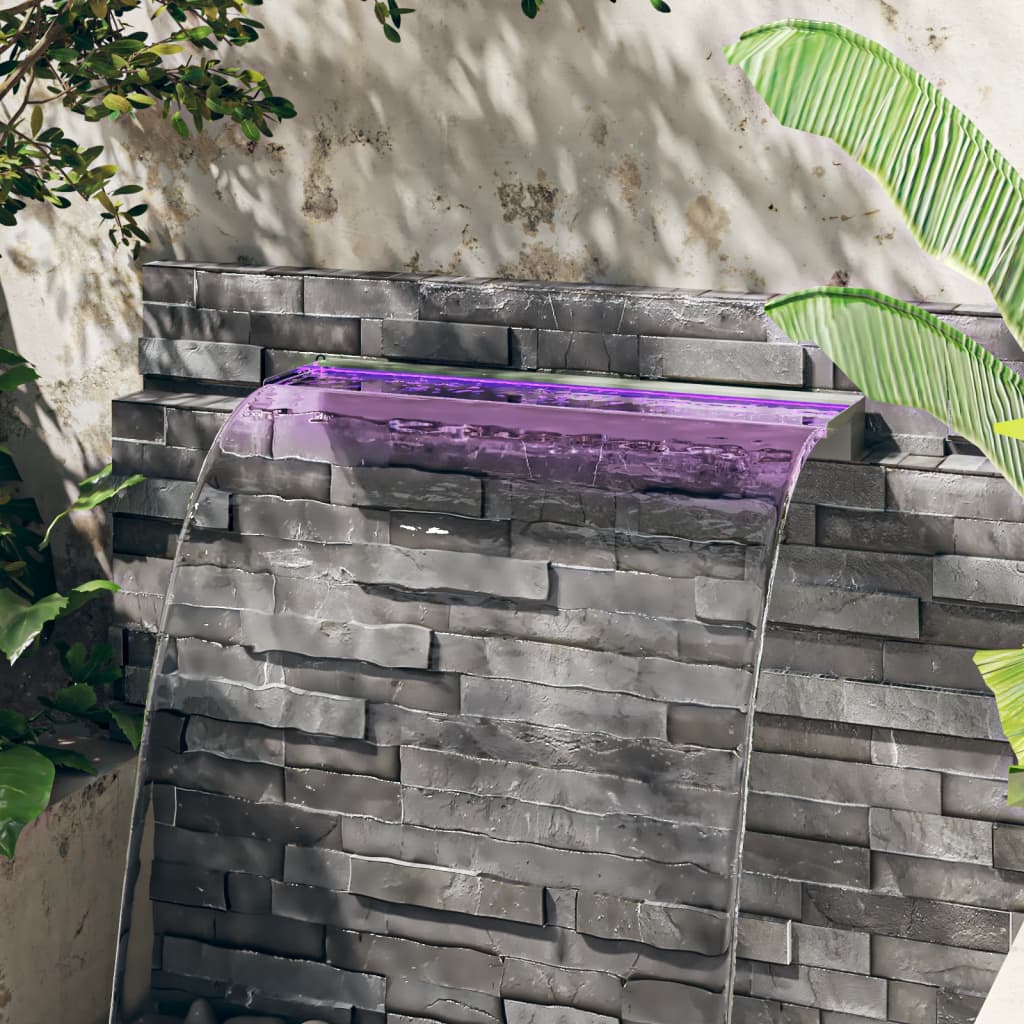 Sfioratore A Cascata Con Led Rgb Acciaio Inox 90 cm