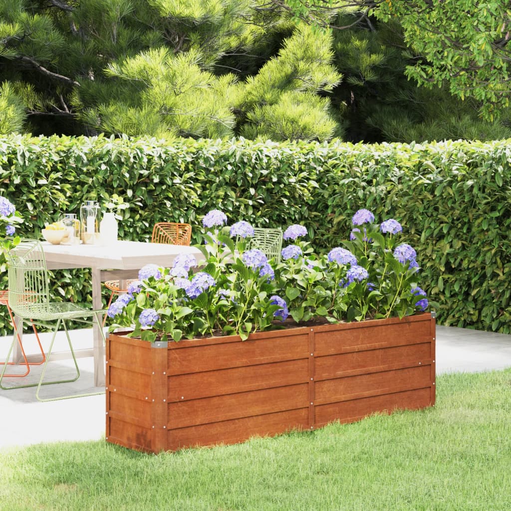Letto Rialzato Da Giardino Ruggine 160x40x45 Cm Acciaio Corten