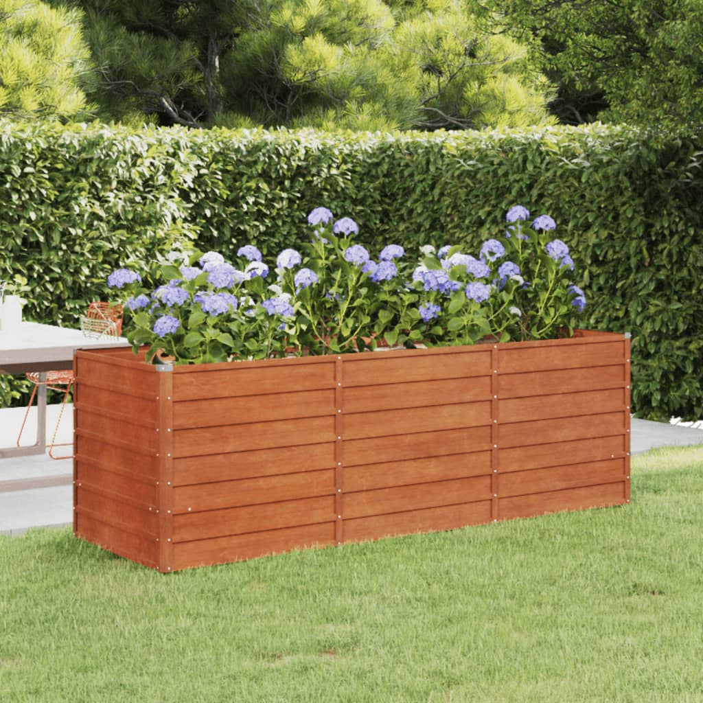 Letto Rialzato Da Giardino Ruggine 240x80x77 Cm Acciaio Corten
